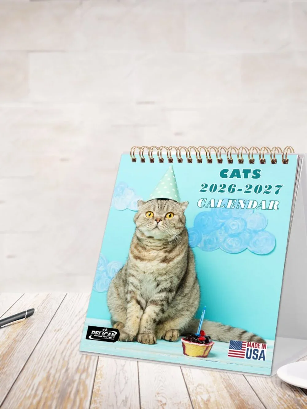 2026-2027 18 Months Standing Flip Desk Calendar Desktop Planner (Cats)